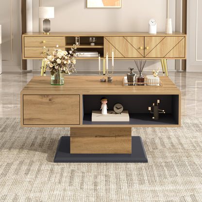Modern Coffee Table with Double-Sided Storage | Features Large Shelf and Additional Internal Compartment, Contemporary Style, Metal Construction