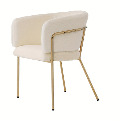 Fauteuil – Lounge Chair – Accentstoel – Relaxstoel – Zitstoel – Witte Kunstlederen Bekleding – Stevig Metalen Frame