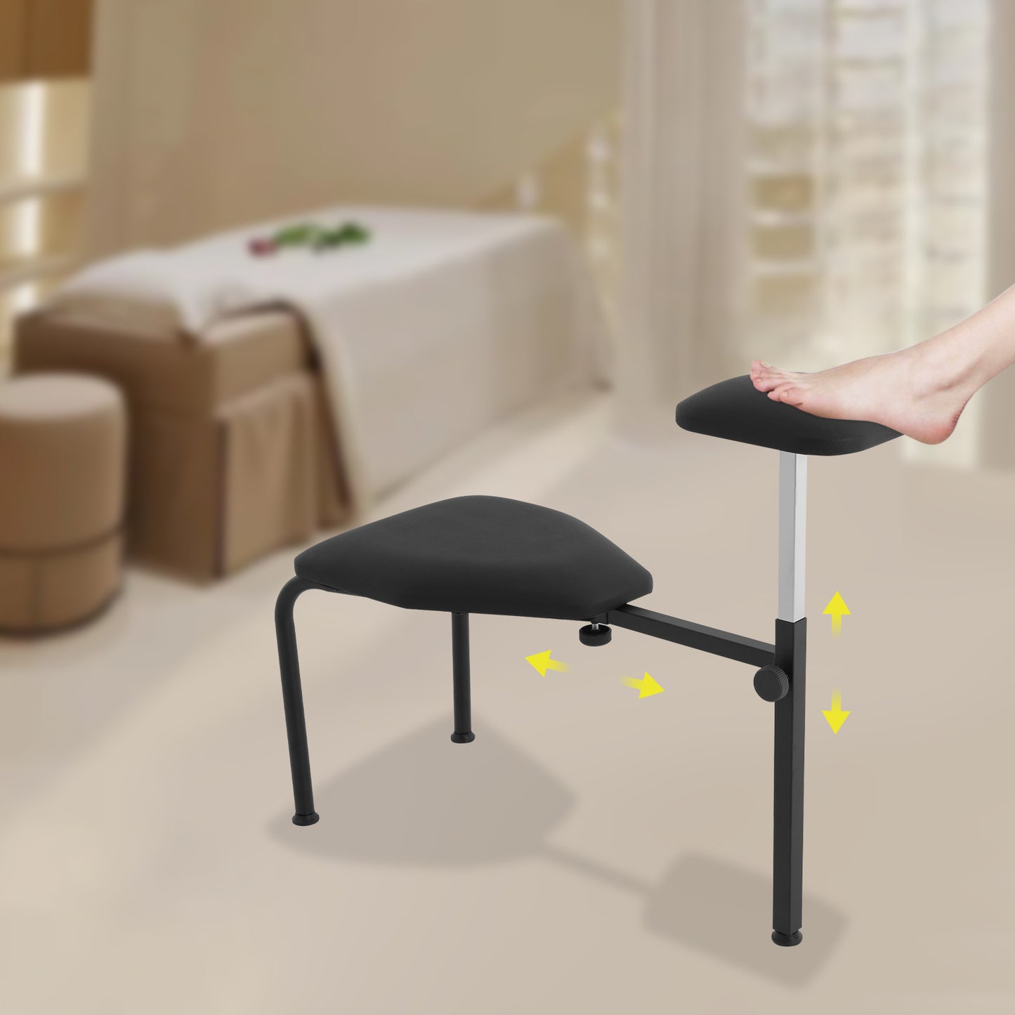 Pedicurestoel – Pedicurekruk – Behandelstoel – Voetsteun – Salonstoel – Verstelbare Hoogte en Lengte – Stevig IJzeren Frame met Anti-slip Voetpadden
