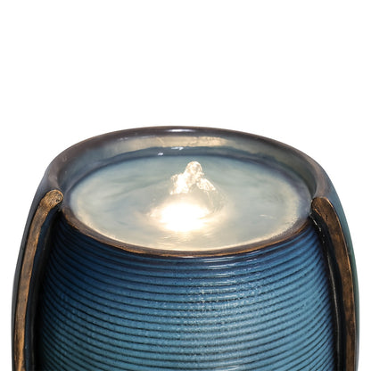 98cm Modern Elegant Glass Fountain with Soothing Water Flow - Blue-Green Indoor/Outdoor Water Feature for Home Garden, Patio, Office - Self-Contained Design, No Batteries/Electrical Connection, Durable & Low-Maintenance Decor