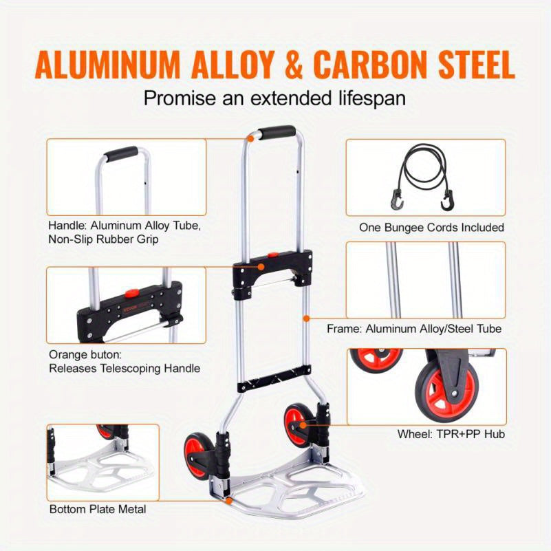 Handkar – Handtruck – Transportkar – Trolley – Vouwkar – Aluminium Frame – Draagkracht 79 kg