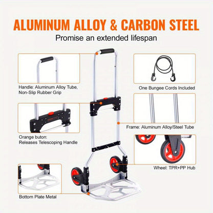 Handkar – Handtruck – Transportkar – Trolley – Vouwkar – Aluminium Frame – Draagkracht 79 kg