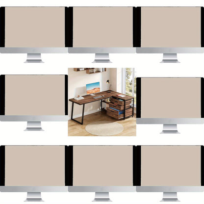 Hoekbureau – Bureau – Computerbureau – Werkplek – L-vormig bureau – Bruin – Omkeerbaar ontwerp – 134,62 cm Werkblad – 3 Laden en 2 Open Planken