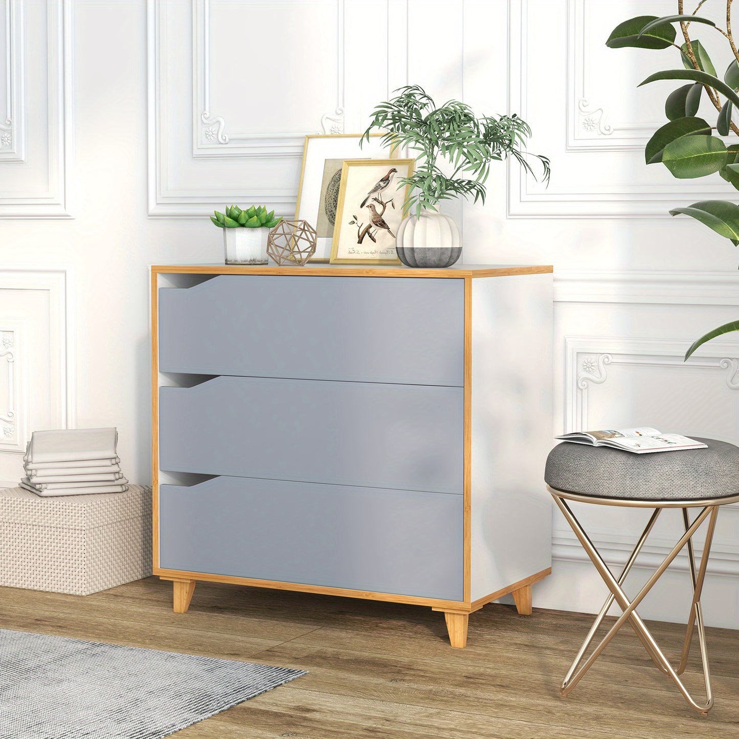Ladekast – Ladenkast – Opbergkast – Commode – Dressoir – Compact 3 Lades – Anti-Kantel Ontwerp & Rubberen Pootjes