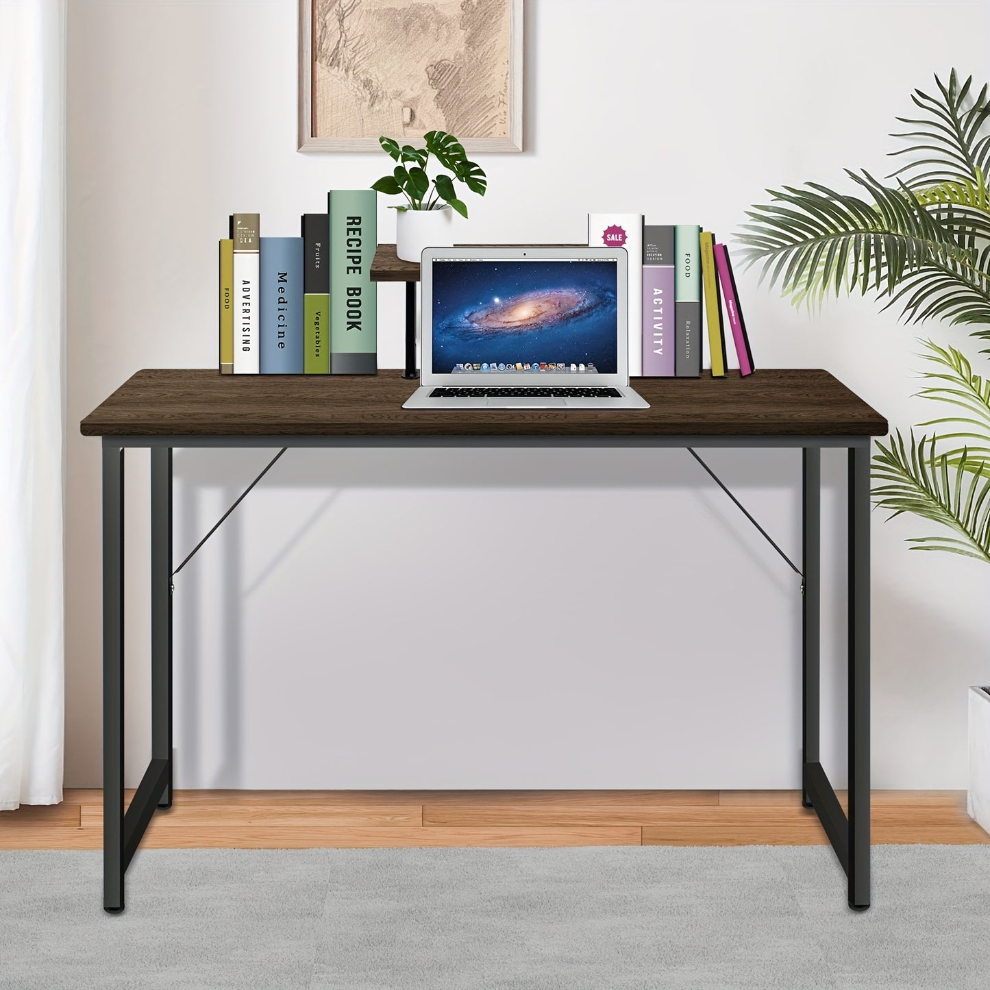 Bureau – Computerbureau – Werktafel – Schrijftafel – Bureautafel – Met Monitorstandaard – Stevig Metaal & MDF – 100x50x75 cm Ergonomisch