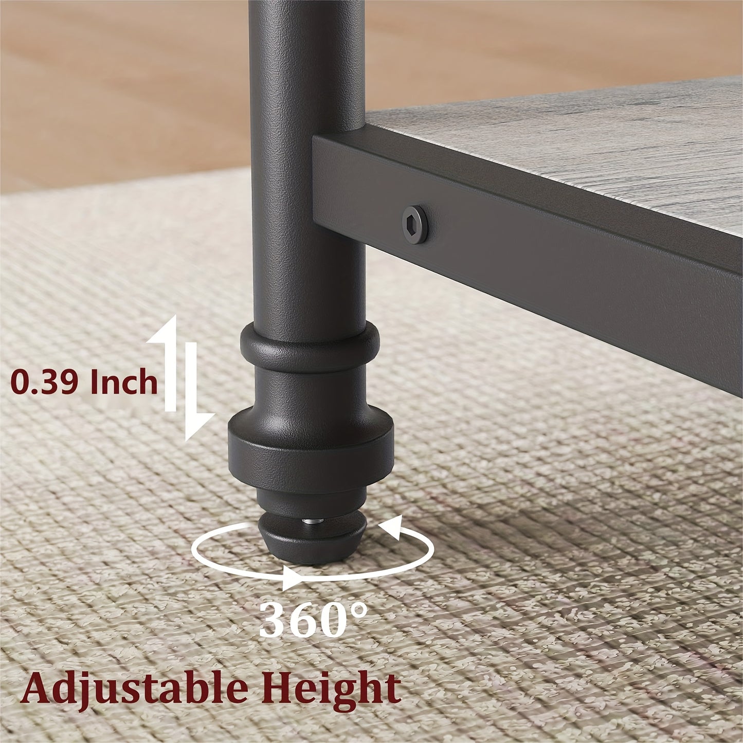 Eettafel Rond – Ronde Keukentafel – Eetkamertafel – Ronde Tafel – Eethoek – 4 Persoons – 3 Opbergplanken – 4,06 cm Dik Houten Blad Met Metalen Poten – Compact Modern Grijs Design