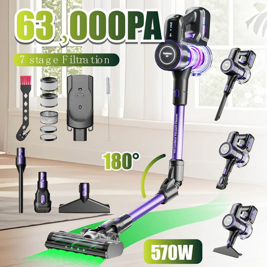 Yanhama H3 Wireless Vacuum Cleaner, Handheld Vacuum Cleaner, 7-level Filtration System, 180° Flexible Steering, Compatible with Multiple Accessories for Various Scenarios. Deep Cleaning Of Household, Pet Hair, Sofa And Floor