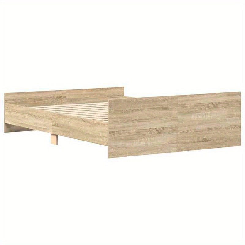 Moderne Bedombouw – Bedframe – Bedframe Met Hoofdbord – Ledikant – Slaapkamermeubelen – Sonoma Eiken – Stevig Hardhout – 150x200 cm