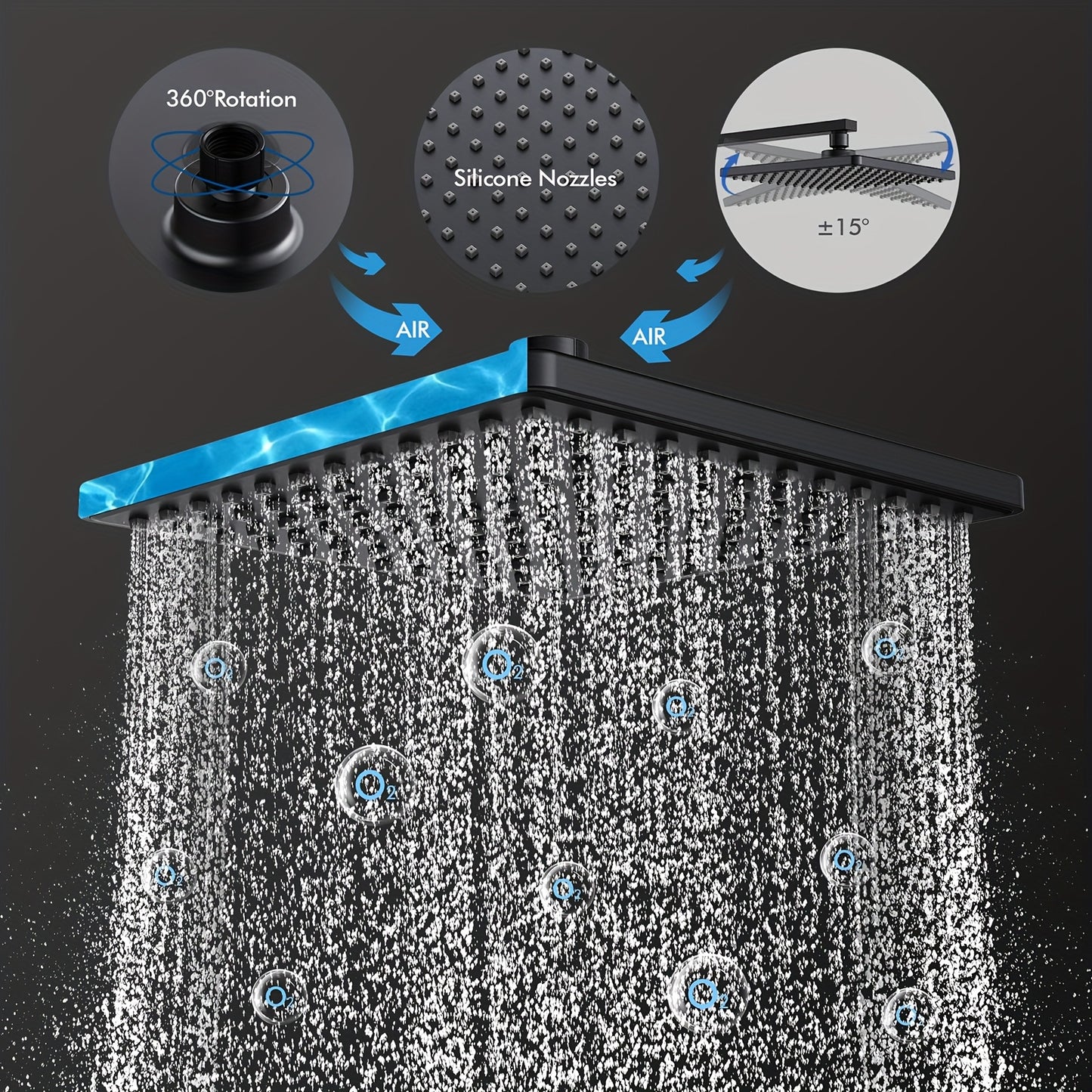Thermostatic Shower System with Rainfall Shower Head & Handheld Spray - 38°C Precise Temperature Control, Stainless Steel Modern Wall-Mounted Shower Column, Battery-Free & Easy Installation, Thermostatic Valve for Spa-Like B
