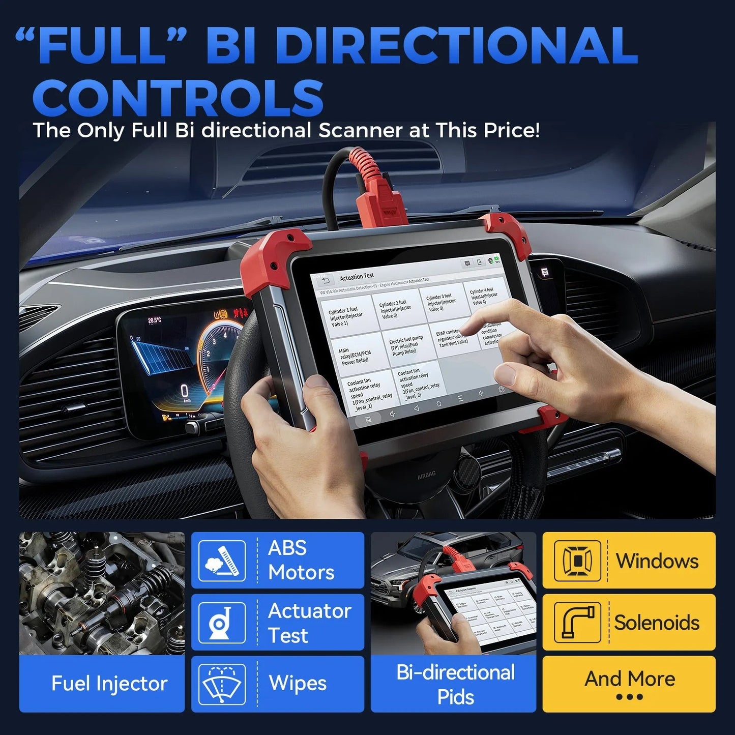 OBD Scanner – Autodiagnose Tool – Diagnoseapparaat – Foutcode Uitlezer – Scan Tool – Bidirectionele Functie – 7 Inch Touchscreen Android 10 – 36+ Onderhoudsfuncties Met ECU Codering