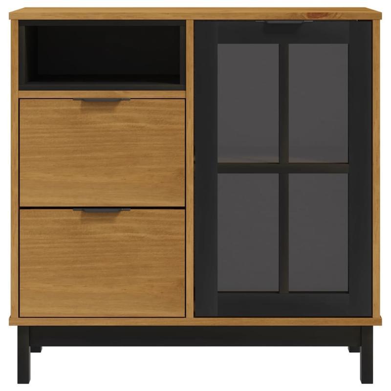 Sideboard with glass doors FLAM 80x40x80cm solid pine wood