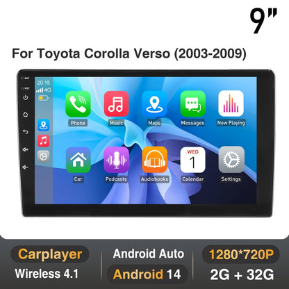 Autoradio – Car Stereo – Multimedia Speler – 2 DIN Unit – Inbouwradio – 9 Inch HD IPS Touchscreen – Android 14 – Draadloze Carplay & Android Auto