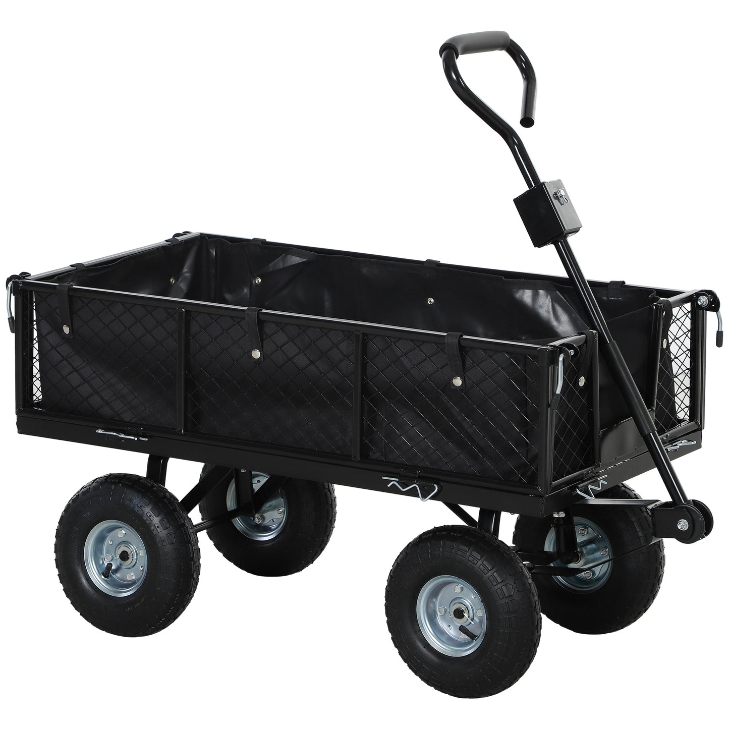 Tuinwagen – Tuinkar – Transportwagen – Bolderkar – Handwagen – Max. 300 kg – Inklapbare Zijden & 180° Draaibaar Handvat