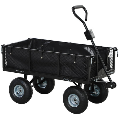 Tuinwagen – Tuinkar – Transportwagen – Bolderkar – Handwagen – Max. 300 kg – Inklapbare Zijden & 180° Draaibaar Handvat