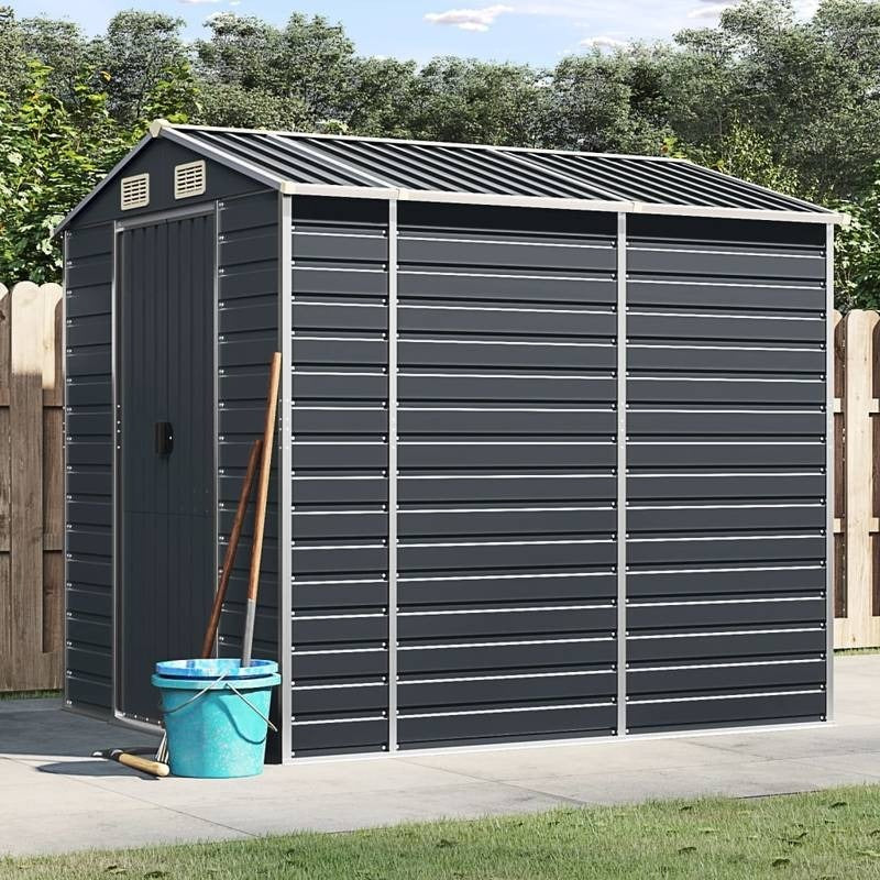 Large Heavy-Duty Metal Outdoor Storage Shed with Gabled Roof & Sloped Sides - Anthracite (Sier ) Temporary Removable Garden Organizer, 191x215x198cm, Durable Steel Construction for Backyard, Patio, or Garden Storage - Ideal f