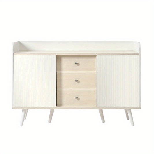 Sideboard – Dressoir – Opbergkast – Buffetkast – Kast – Drie Laden – Moderne Houtnerfafwerking – Compact 117,5 cm Breed