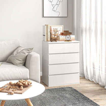 Ladekast – Ladeblok – Ladenkast – Opbergkast – Commode – Modern Design – 4 Ruime Lades – Wit Spaanplaat 60x40x80 cm
