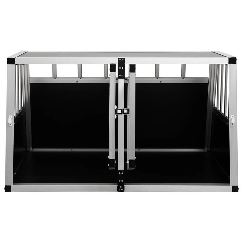 Hondenkennel – Hondenkooi – Hondenhok – Buitenkennel – Hondenbench – Dubbeldeurs – Duurzaam Aluminium & Hout – 89x69x50 cm