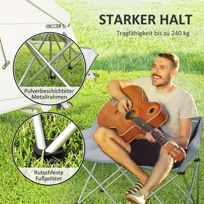 Campingstoel – Kampeerstoel – Vouwstoel – Klapstoel – Buitenstoel – Draagvermogen 240 kg – Inklapbaar met Armleuningen & Zijvak