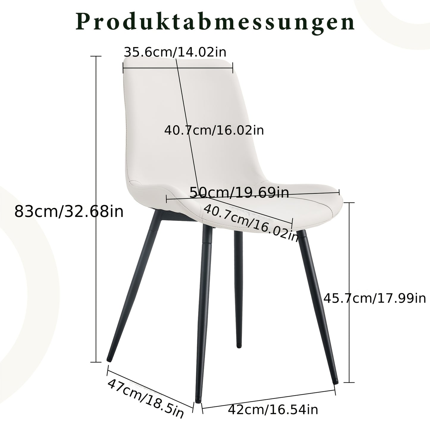 4pcs Nordic Style Fabric Dining Chairs | Metal Support Legs, Non-slip Design, Extended Seat Cushions, Breathable Fabric, Ergonomic Solid Back Style, Brown