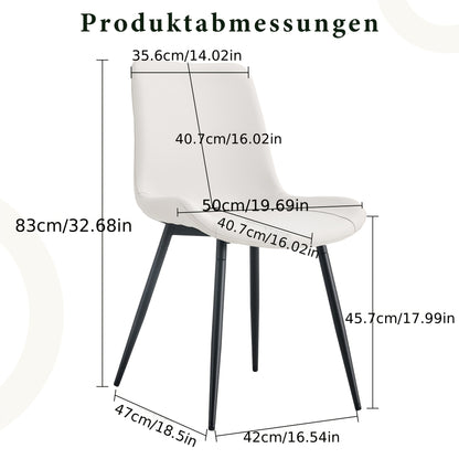 4pcs Nordic Style Fabric Dining Chairs | Metal Support Legs, Non-slip Design, Extended Seat Cushions, Breathable Fabric, Ergonomic Solid Back Style, Brown