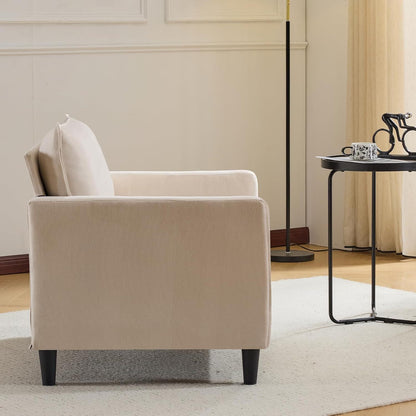 Lounge Stoel – Fauteuil – Relaxstoel – Loungestoel – Woonkamerstoel – Hoogwaardig Traagschuim – Stevig Houten Frame – Beige