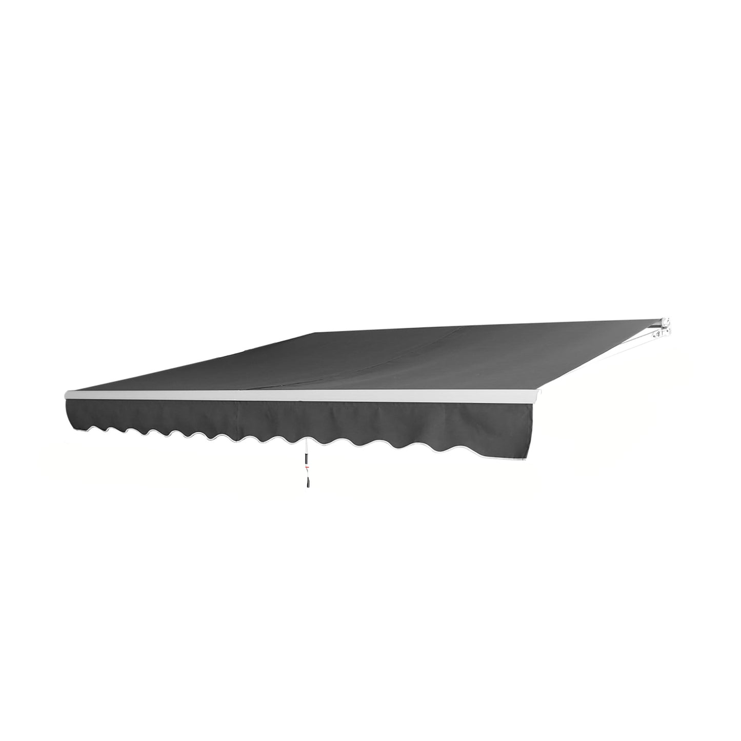 balkondoek – balkonscherm – privacyscherm – zonnescherm – buitenscherm – aluminium frame – handbediende zwengel – afmeting 360x300 cm – donkergrijs
