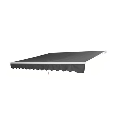 balkondoek – balkonscherm – privacyscherm – zonnescherm – buitenscherm – aluminium frame – handbediende zwengel – afmeting 360x300 cm – donkergrijs