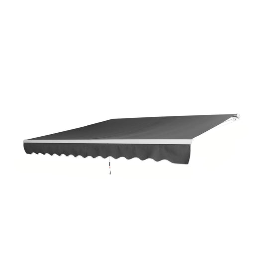 balkondoek – balkonscherm – privacyscherm – zonnescherm – buitenscherm – aluminium frame – handbediende zwengel – afmeting 360x300 cm – donkergrijs