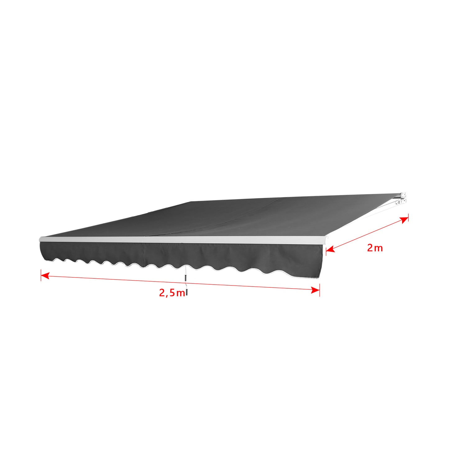 Zonnescherm Balkon – Balkonluifel – Klemmmarkies – Knikarmscherm – Zonwering – Aluminium Frame – 250x200 cm – Handbediening – Donkergrijs