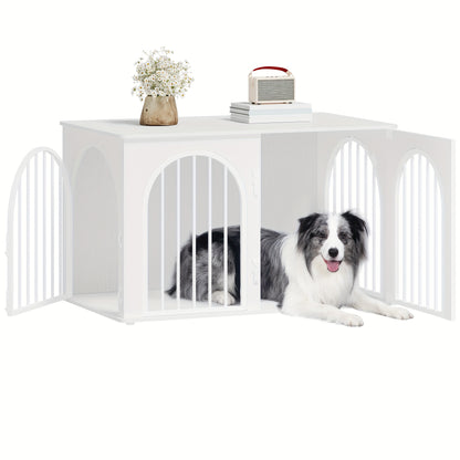 Dog Cage Furniture, 100cm Dog Box, 3 Doors, Arched Door, Modern Indoor Dog Box for Dogs Up to 100kg, Side Table, Dog Cage for Home