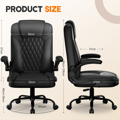 Authmic Office Chair Ergonomic Desk Chair Executive Chair with Padded Armrests Foldable, Height Adjustable, Rocking Function And Headrest Comfortable for Home Office Office Chair 150kg