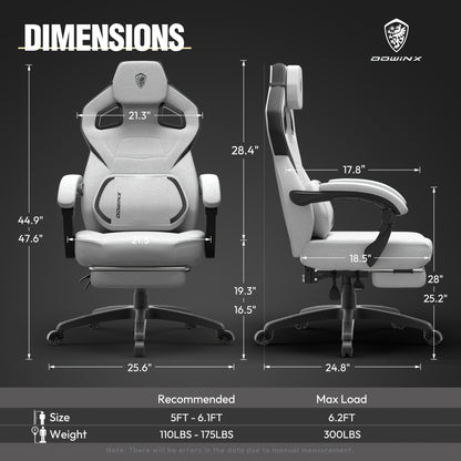 Ergonomische Gamingstoel – Bureaustoel – Gamestoel – Zitzakstoel – Computerstoel – Met Voetensteun – Verstelbare Hoofd- en Lendensteun – Maximale Draagkracht 136 kg – Zwarte PU Bekleding
