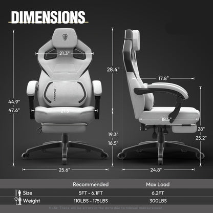 Gamingstoel – Gamestoel – Gaming Chair – Game Stoel – Bureaustoel – Ergonomisch Met Voetsteun – Max. 136 kg Draagvermogen – Verstelbare Rugleuning & Rocking Mechanisme