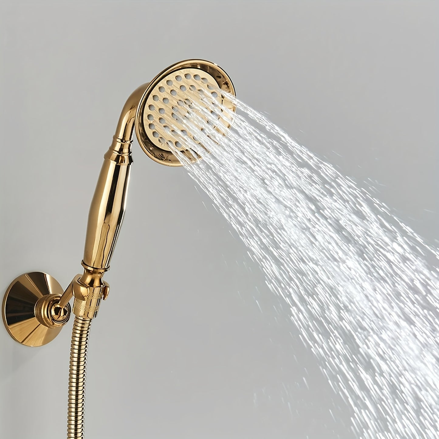 Gouden Badkraanset – Badkamerkraan – Mengkraan – Wandkraan – Douchekraan – Luxe Zwanen Design – Messing Met Kristallen Handvat – Inclusief Handdouche