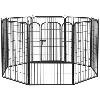 Dierenren – Puppyren – Konijnenren – Knaagdierenren – Hondenren – Stalen Frame – Verstelbare Afmetingen 80x100 cm – Zwarte Epoxy Coating – Met Vergrendelbare Deur