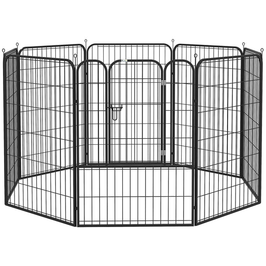 Dierenren – Puppyren – Konijnenren – Knaagdierenren – Hondenren – Stalen Frame – Verstelbare Afmetingen 80x100 cm – Zwarte Epoxy Coating – Met Vergrendelbare Deur