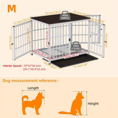 Stylish Wooden Dog Crate with 3 Doors & Removable Tray – Modern Pet Kennel End Table for Small to Large Dogs, Black or White, M/L/XL Sizes Available, Dog Crate Furniture