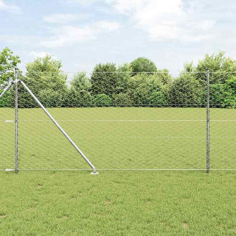 3D Tuinafscheiding – Tuinhek – Schutting – Tuinborder – Erfafscheiding – Zilveren PVC-Gecoat Staal – 1,4 x 50 Meter – Winterhard & Weerbestendig