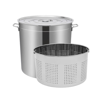 RVS Emmer – Roestvrijstalen Emmer – Met Deksel Emmer – Multifunctionele Emmer – Opbergemmer – 50 Liter Inhoud – Duurzaam 201 Roestvrij Staal