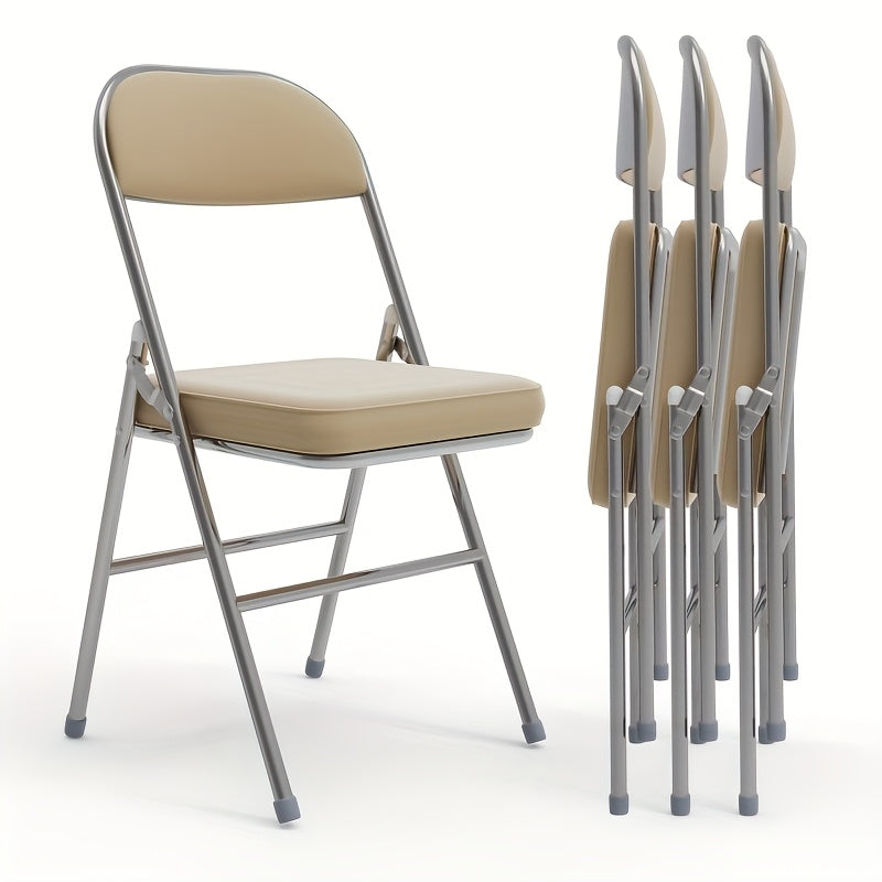 Set van 4 Eetkamerstoelen – Gele Stoelen met Kunstleren Bekleding en Comfortabele Zitting – Stijlvol Ontwerp voor Keuken, Restaurant, Woonkamer of Conferentieruimte