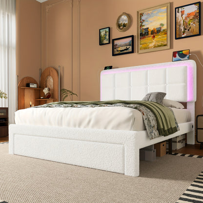 Bedframe – Bedombouw – Tweepersoonsbed – Metalen Bed – Gestoffeerd Bed – Velourse Bekleding – Verstelbaar Hoofdbord – 160x200 cm – Stevige Constructie