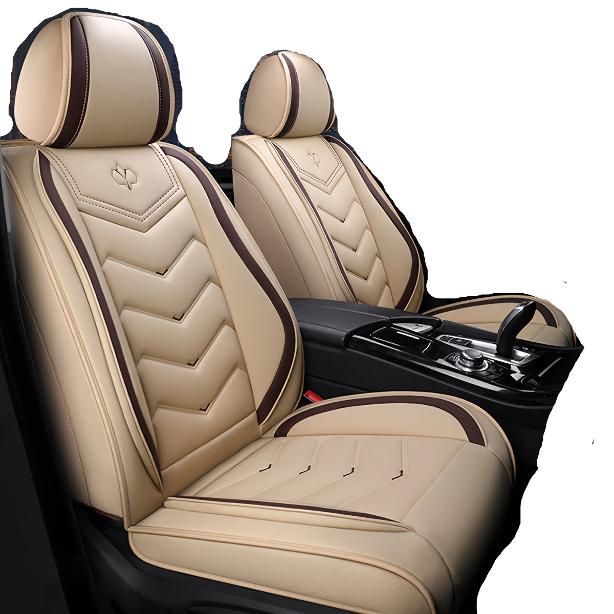 Autostoelhoes – Stoelhoes Auto – Autostoelbeschermer – Stoelbekleding – Stoelbescherming – Universele Pasvorm – PU Leer Met Sponsvulling – All-Season Comfort – Beige 5-Zits Set