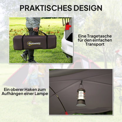 Tunneltent – Campingtent – Familietent – Kampeertent – Outdoor Tent – Voor 4-6 Personen – Drie Aparte Kamers – Dubbelen Deuren – Lichtgrijs