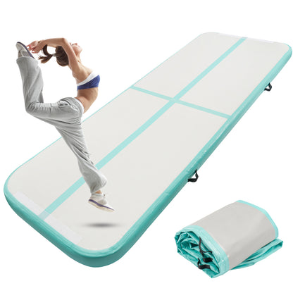 10FT PVC Air Mat | 3m×1m×10cm Inflatable Tumbling Gymnastics Mat for Yoga Training, Solid Color in, Purple, Fluorescent Green - Youyijia