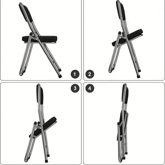 Inklapbare Stoelen – Opvouwbare Stoelen – Bezoekersstoelen – Conferentiestoelen – Eetkamerstoelen – PU Leer Bekleding – Stevig Stalen Frame