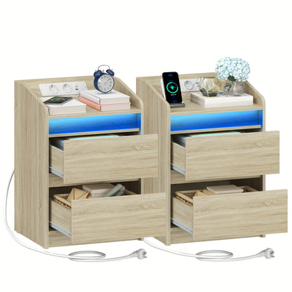 Nachtkastje – Nachtkastjes – Bijzettafel – Ladekast – Opbergkast – Set van 2 – 2 Laden – Zwart Fiberboard 35x40x58 cm