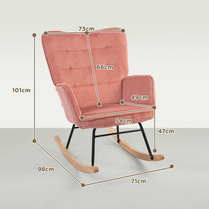 Schommelstoel – Rocking Chair – Relaxfauteuil – Schommelfauteuil – Loungestoel – Roze – Polyester Bekleding – Geschikt Tot 120 kg – Compact Formaat 98x71x101 cm