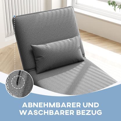 Bedbank – Slaapbank – Slaapstoel – Zitbank – VloersoFa – 3-in-1 Multifunctioneel – Verstelbare Rugleuning – Belastbaar Tot 150 Kg – Donkergrijs