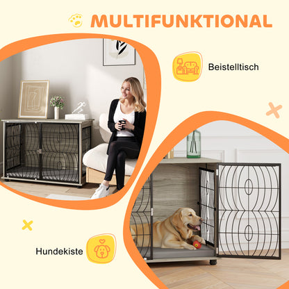 Hondenbench – Hondenkooi – Hondenhuis – Bench – Kennel – Groot formaat – Hout en Metaal – Inclusief Wasbaar Kussen – Veilig en Ventilerend